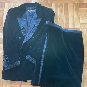 Vintage ESCADA - Black Velvet Skirt Suit